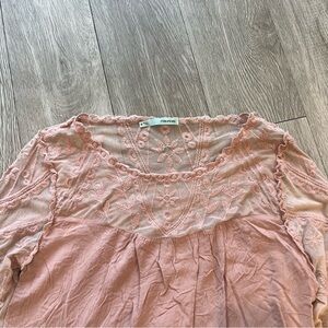 Maurices Blush Lace Embroidered Blouse Fairycore/ Cottagecore Romantic top